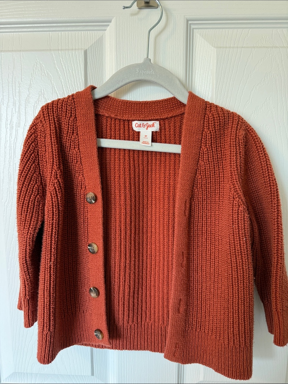 Cat & Jack Burnt Orange Button-Up Knit Cardigan